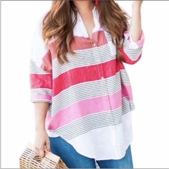 HOLDING HORSES - striped tunic top M/L - Picture 1 of 12